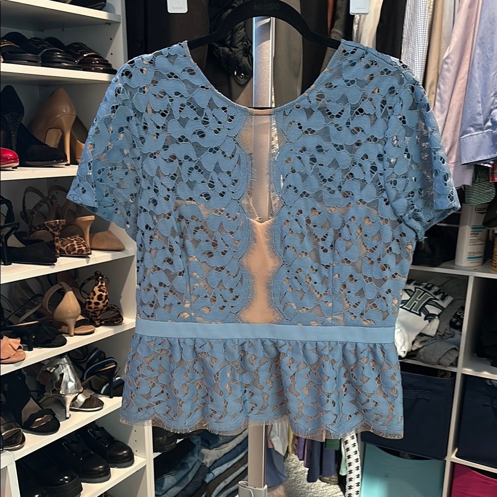 Blue Lace Peplum Top